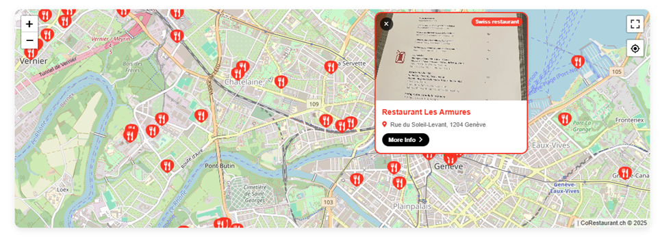 CoRestaurant.ch Karte der Restaurants