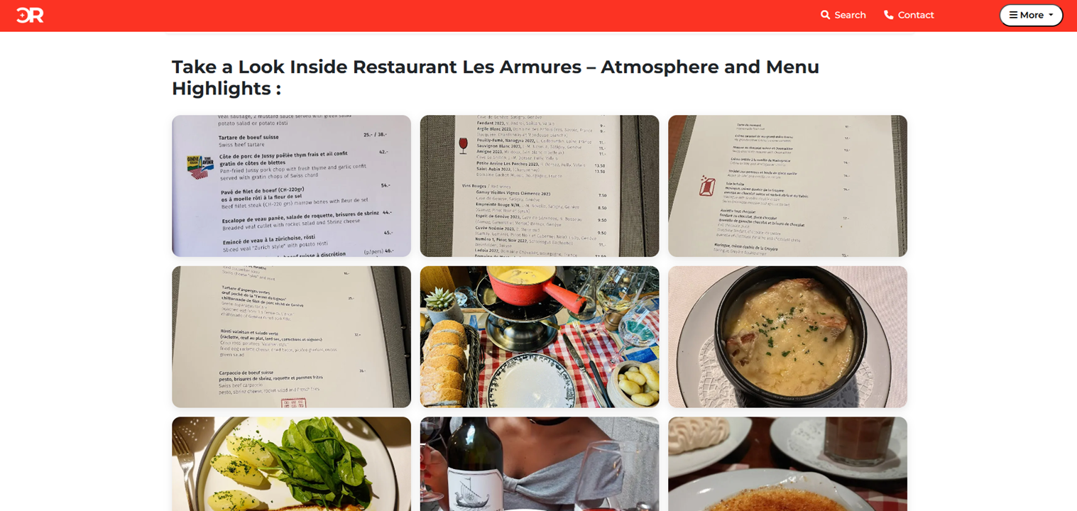 CoRestaurant.ch Restaurant Menü Highlight